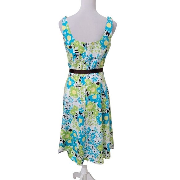 Sweet Size 8 Pistachio Green, Bright Blue and White Sleeveless Sheath Dress - Picture 4 of 11